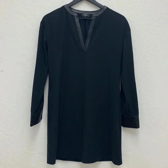 Theory Black Popover Combo Dress NWT Size 0 - Picture 2 of 7